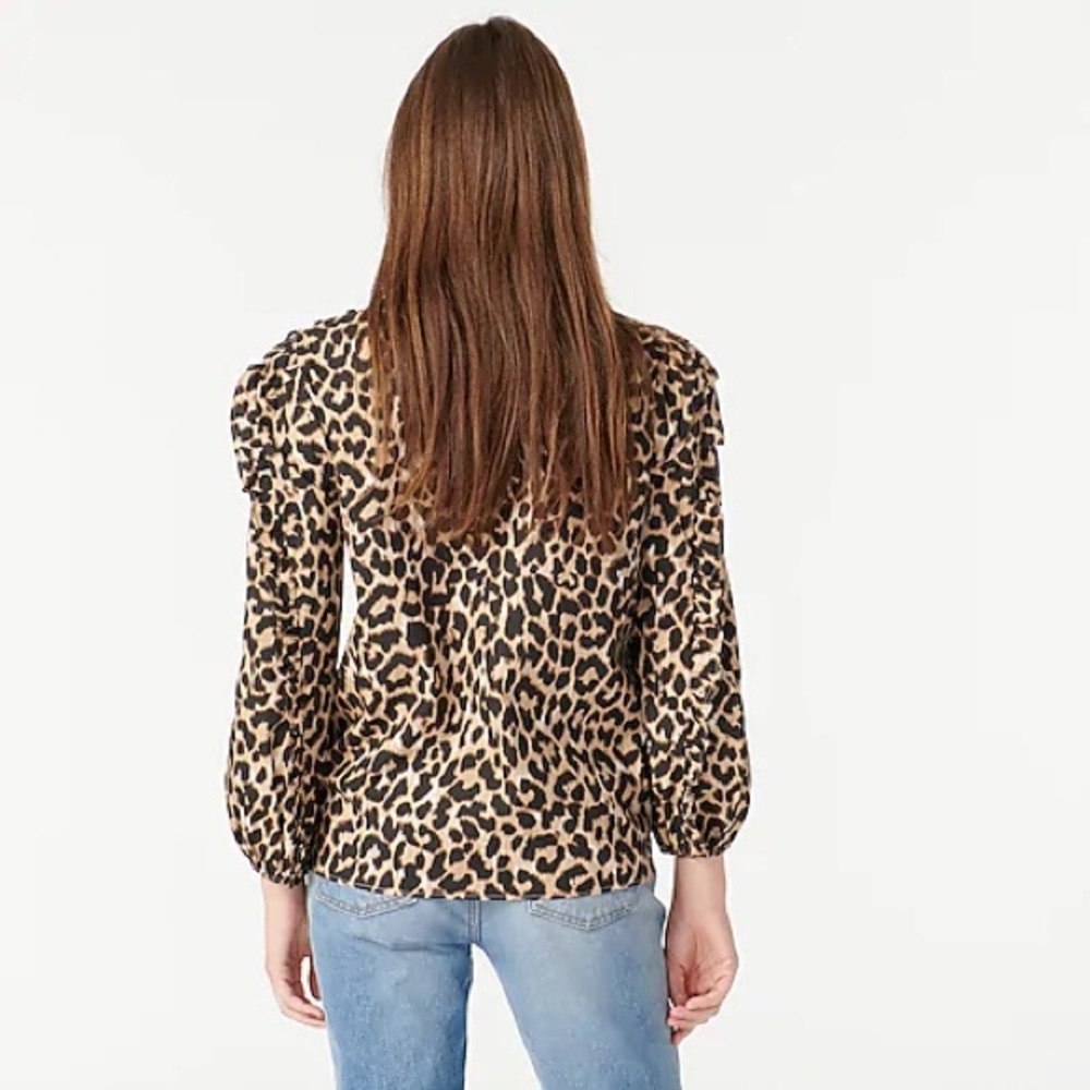 J. Crew Ruffle-sleeve Top In Leopard - Picture 4 of 14
